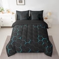 thumbnail image 2 of YST 7 Piece Blue Honeycomb Print Bed in a Bag, Geometric Fitted Sheet Set, 100% Polyester Microfiber, Full (7 Count), 2 of 5