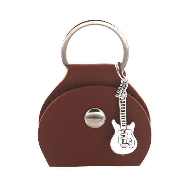 LQQDREX Guitar Picks Holder Case, Leather Guitar Picks Case Holder, Keychain Plectrum Key Fob C-ase Bag, for Musical Instruments G-uitar and Bass