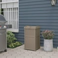 thumbnail image 6 of Suncast Wicker Plastic Hideaway Trash Can w/Lid, Dark Taupe (2 Pack), 6 of 6