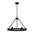 thumbnail image 2 of Hunter - Saddlewood 6-light Natural Black Iron, Large Chandelier, Dimmable, Casual Style, Wagon Wheel Shaped, for Bedrooms, Dining, Living Rooms - 19033, 2 of 9