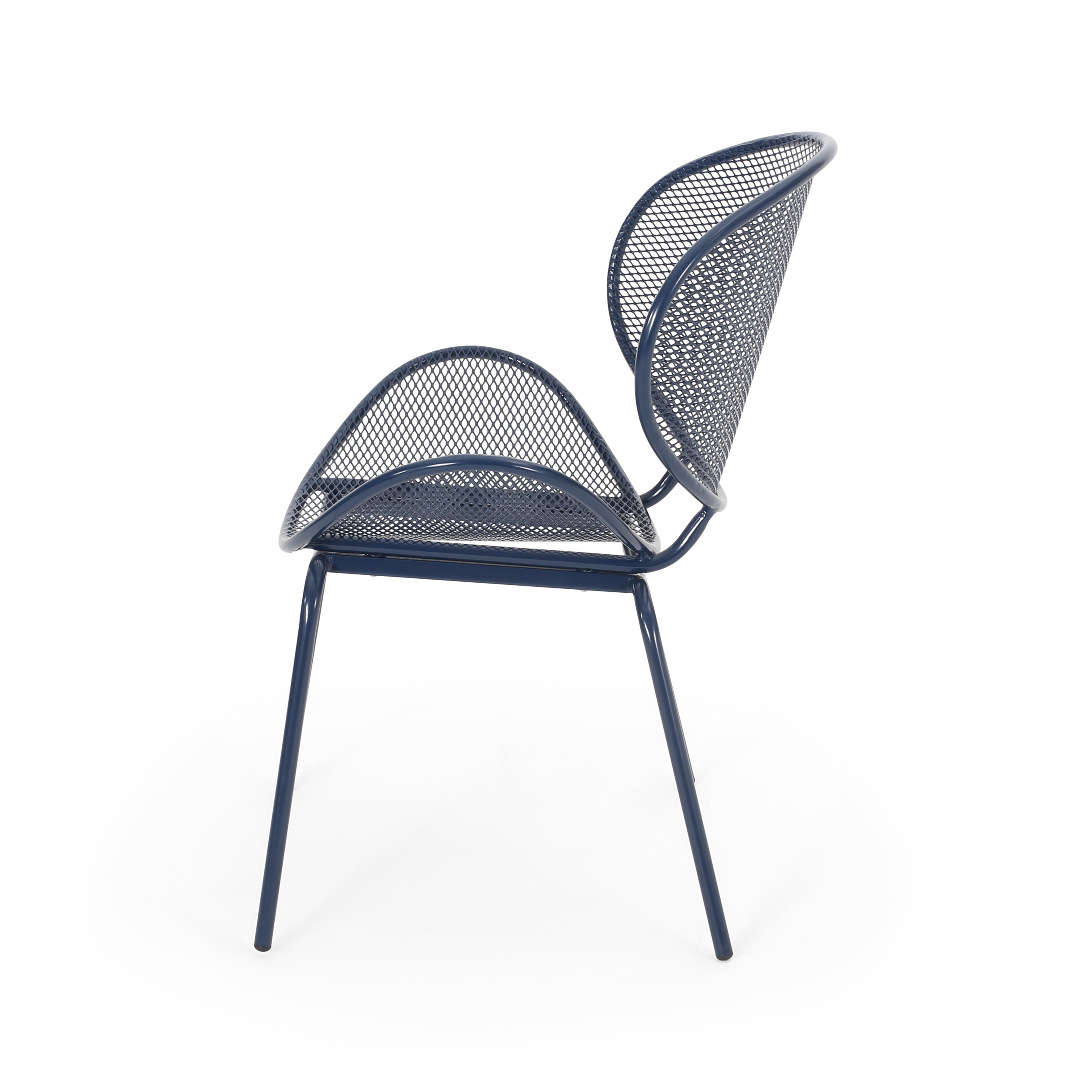 Outdoor Mesh Leisure Chair Set of 2, Shell Style Seats for Patio Garden, Navy Blue