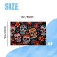 thumbnail image 2 of BaHomeck placemats Set of 4 rectangle Linen Cotton Placemats for Dining Table Washable Heat Resistant,18*12inch,Mexican Skulls With Floral Designs On Black Background, 2 of 4