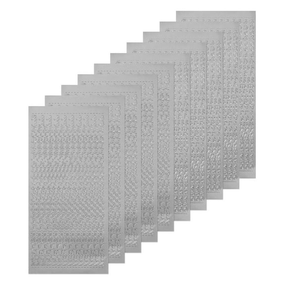 10 Sheets Nail Alphabet Letter Stickers 3D Small Upper Lower Case Letter A to Z Silver Self Adhesive Sticker