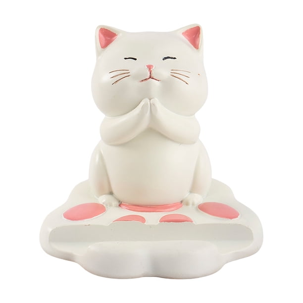 Soporte para móvil con forma de gato de resina, soporte de escritorio antideslizante, ángulo ajustable para smartphone y tableta, bonita decoración para el escritorio de casa o la oficina