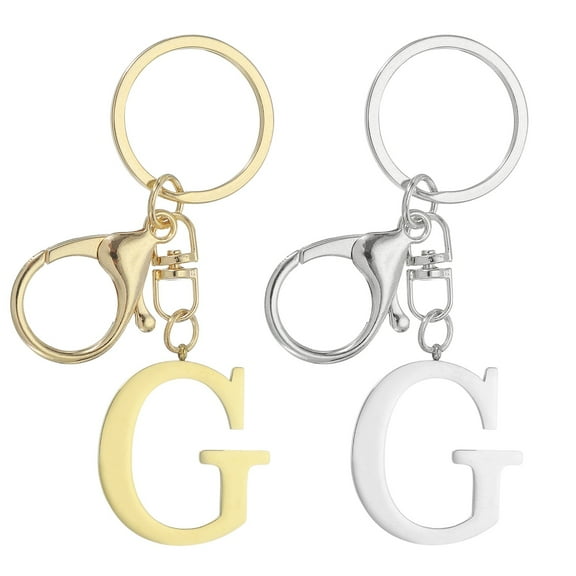 Uxcell Initial Letter Keychain, 2Pcs Letter A-Z Keychain for Women Alphabet G Pendant for Key Handbag Purse Bag, Gold/Silver