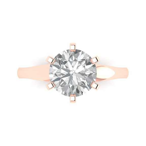 Clara Pucci 14K Rose Gold 2.5ct WhiteSapphire Solitaire Ring for Women