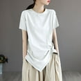 thumbnail image 4 of Tittly T Shirts for Women Spring Tops for Women Women's Sense Of Design T Shirts Short Sleeve Solid Tops Casual Summer Tees Tshirts Shirts Basic Tees White L, 4 of 6