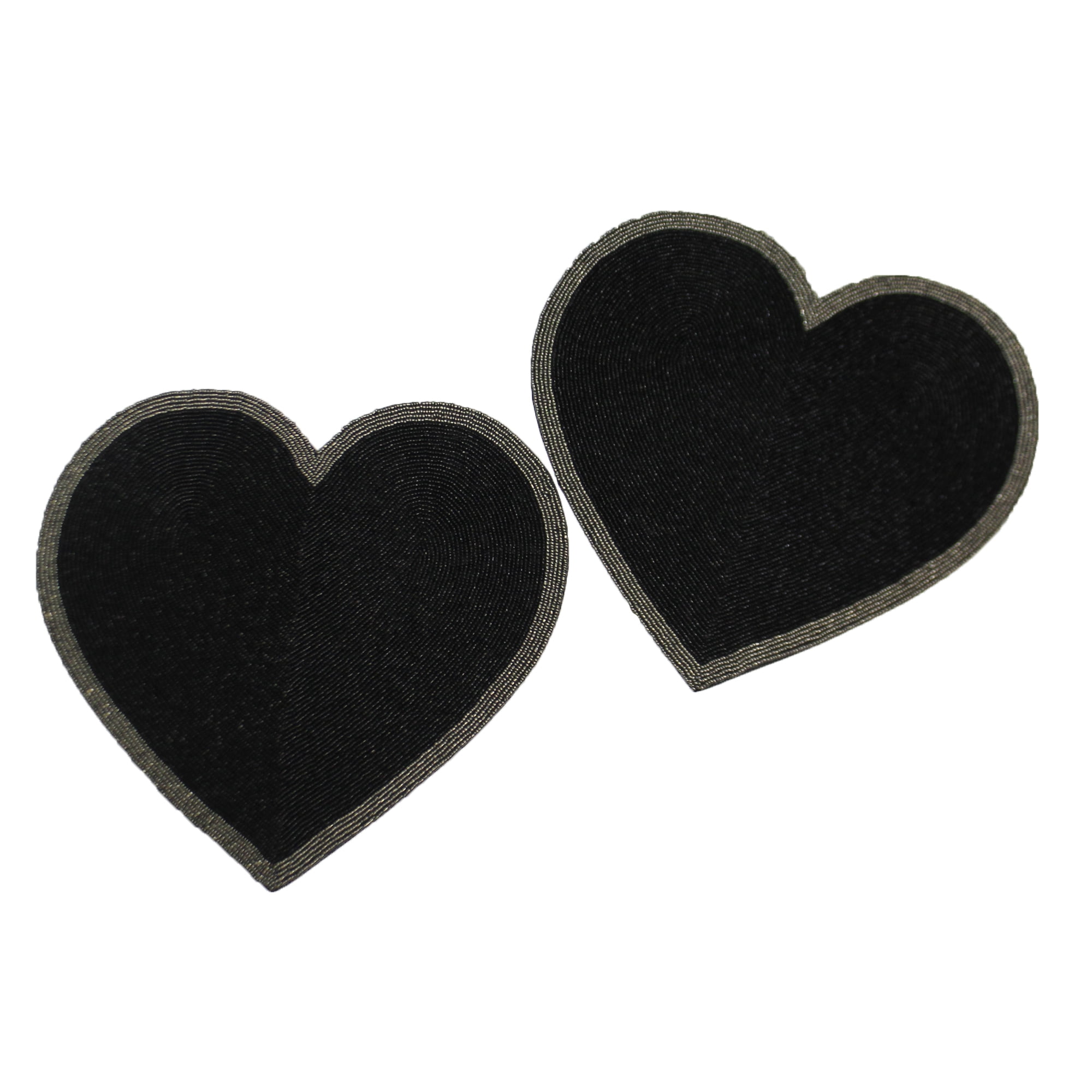 Tabletop Black Heart Beaded Placemats Glass Peace Unique Pp1803