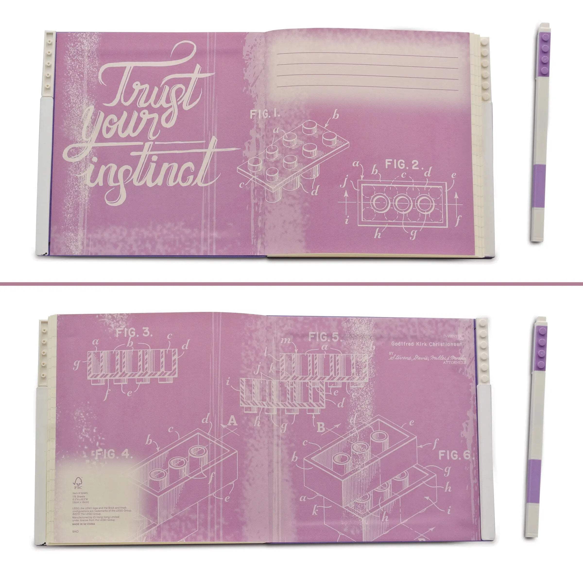 LEGO Stationery Locking Notebook with Gel Pen - Lavender (52445)