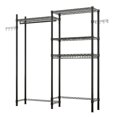 thumbnail image 7 of IVV Over The Washer and Dryer Storage Shelf, Laundry Room Drying Rack, 3 Tier Adjustable Height Shelving Bathroom Space Saving Rack with Wire Basket and 2 Hooks, 57.5"L x 13.78"W x 76.4"H, Black, 7 of 7