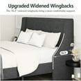 thumbnail image 3 of Amolife King Size Modern Platform Upholstered Bed Frame with Deluxe Wingback, Deep Grey, 3 of 7