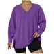 thumbnail image 1 of HongQid Plus-Size Shirts for Women Trendy V Neck Tops Oversized Long Sleeve Tees Dressy Pullover Tunics, 1 of 4