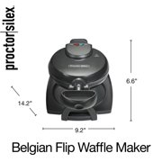Proctor Silex Belgian Waffle Maker with Removable Non-Stick Grids, Roataing Waffle Iron, Black