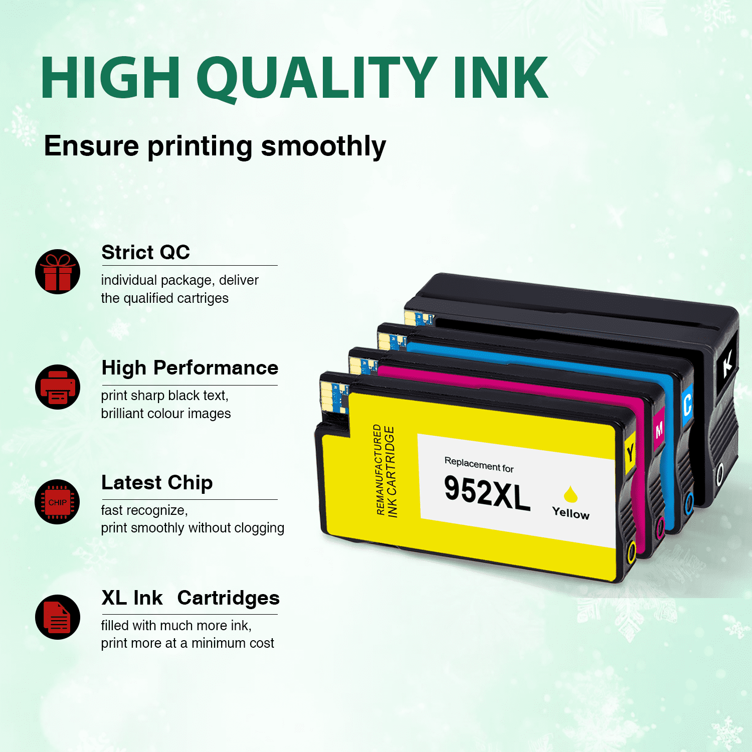 952XL Ink Cartridges Compatible for  HP 952 Ink Cartridge Combo Pack for OfficeJet Pro 8710 7740 8720 8715 8210 8703 8702 Printer (Black,Cyan, Magenta,Yellow)