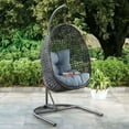 thumbnail image 2 of Better Homes & Gardens Outdoor Lantis Patio Wicker Hanging Egg Chair with Stand - Grey Wicker, Blue Cushion, 2 of 6