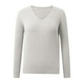 thumbnail image 5 of Sweaters for Women 2025 Long Sleeve V-Neck Lightweight Ribbed Knit Sweater Jumper Tops Womens Pullover Sweaters, 5 of 6