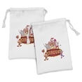 thumbnail image 1 of Circus Fabric Pouch Set of 2, Happy Fun Trained Circus Animals with Nostalgic Tent Carnival Party Show Art, Small Drawstring Bag for Toiletries Masks and Favors, 9" x 6", Red White, by Ambesonne, 1 of 2