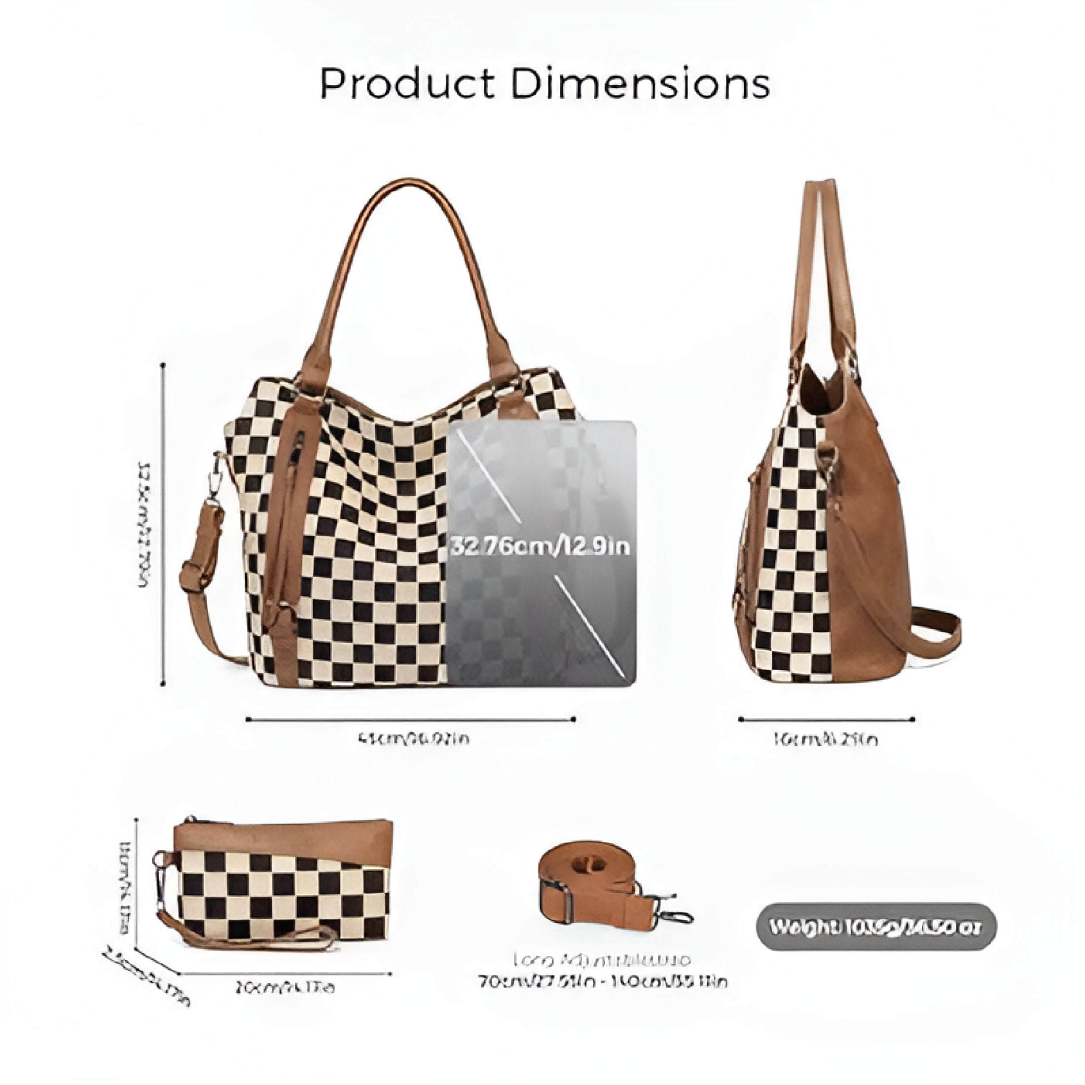 AOMRCOL Checkered Large Purses for Women Vintage Tote Bag for Women Shoulder Bag Multiple Pockets Tote Handbags