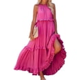 thumbnail image 4 of Womens Maxi Dresses Summer Long Sleeveless Casual Flowy Ruffle Elegant for Women 2024 Trendy Hot Pink, 4 of 4