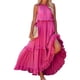 thumbnail image 3 of 2025 Vestido largo sin mangas para mujer, vestido de playa informal con volantes fluidos, vestido de poliéster de cintura alta, tallas S-XXL, 3 of 8
