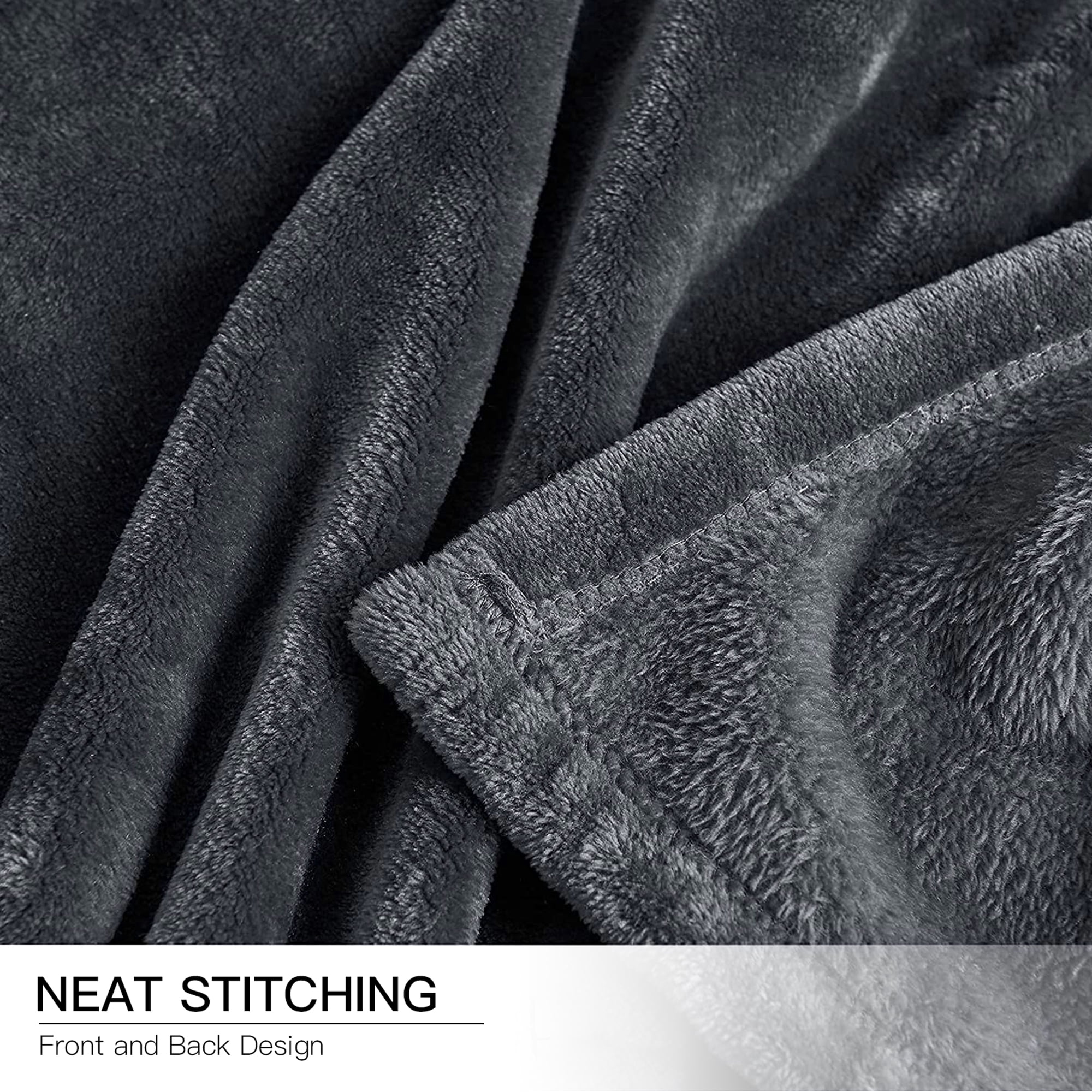 Throw Blanket, Fuzzy & Plush Warm Fleece Blanket, Queen Size Dark Gray Blankets for Couch Beds, Washable Soft Blankets for Women, 90" x 90"