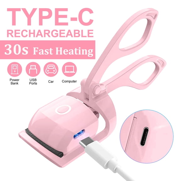 Aliver Heated Eyelash Curler USB Rechargeable with 2 Heating Modes 24 Hour Long-Lasting Natural Curl, Does Not Hurt Lash (Pink)