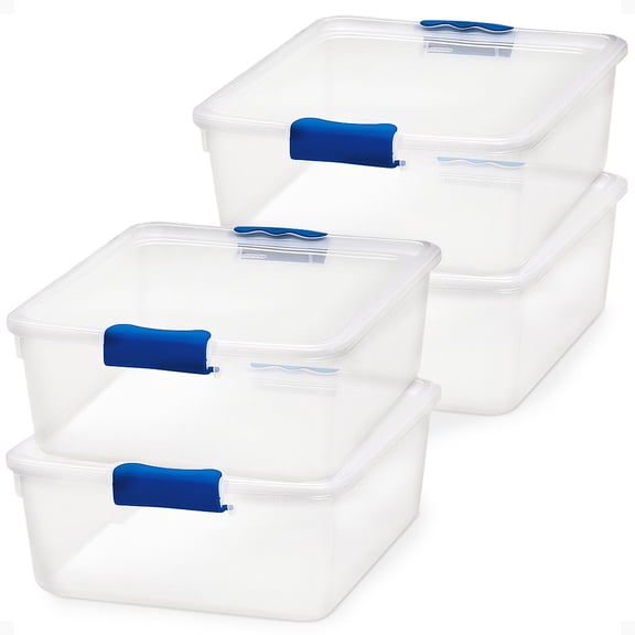 Open Box Homz 15.5 Quart Clear Plastic Stackable Storage Containers, 4 Pack
