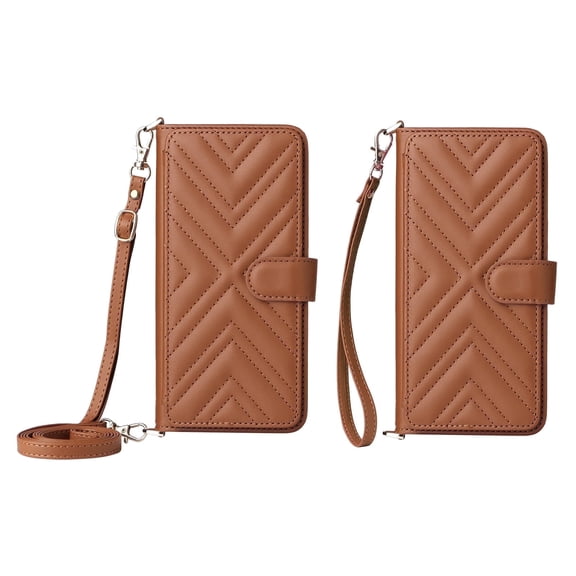 Allytechgroup Cash Slot PU Leather Hard Shell Flip Cell Phone Case with Protective Case Cover for Apple iPhone 17, Brown