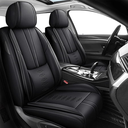 Leather Seat Covers for Kia Most 98% Cars SUVs Premium Car Seat Covers Front Set Waterproof Car Seat Protectors with Airbag Comfort Interior Cover Seats for Cars(Black)