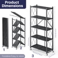 thumbnail image 2 of Foldable Heavy-Duty Metal Rolling Storage Shelf, 3/4/5-Tier Collapsible Shelving Unit with Lockable Wheels, Mobile Organizer for Kitchen, Pantry, Closet, Garage & Office, 2 of 7