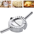 thumbnail image 1 of 5" X-Large Stainless Steel Empanada Maker Dumpling Maker & Cleaning Towel,Ravioli Pierogi Mould Tool,Wraper Dough Cutter With Long Handle,For Pocket Pie Ravioli Dumpling Pastry, 1 of 5
