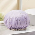 thumbnail image 3 of Ckraxd Double Layer Lace Shower Cap, Reusable Plastic Bathing Cap, Waterproof Hair Cover for SPA, Cooking, Makeup, Household Cleaning, Oil-Proof, Elastic Design, 3 of 3