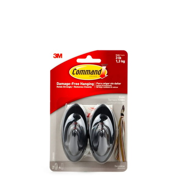 Gancho de almacenamiento Command 17086S para terraza, tamaño mediano, pizarra