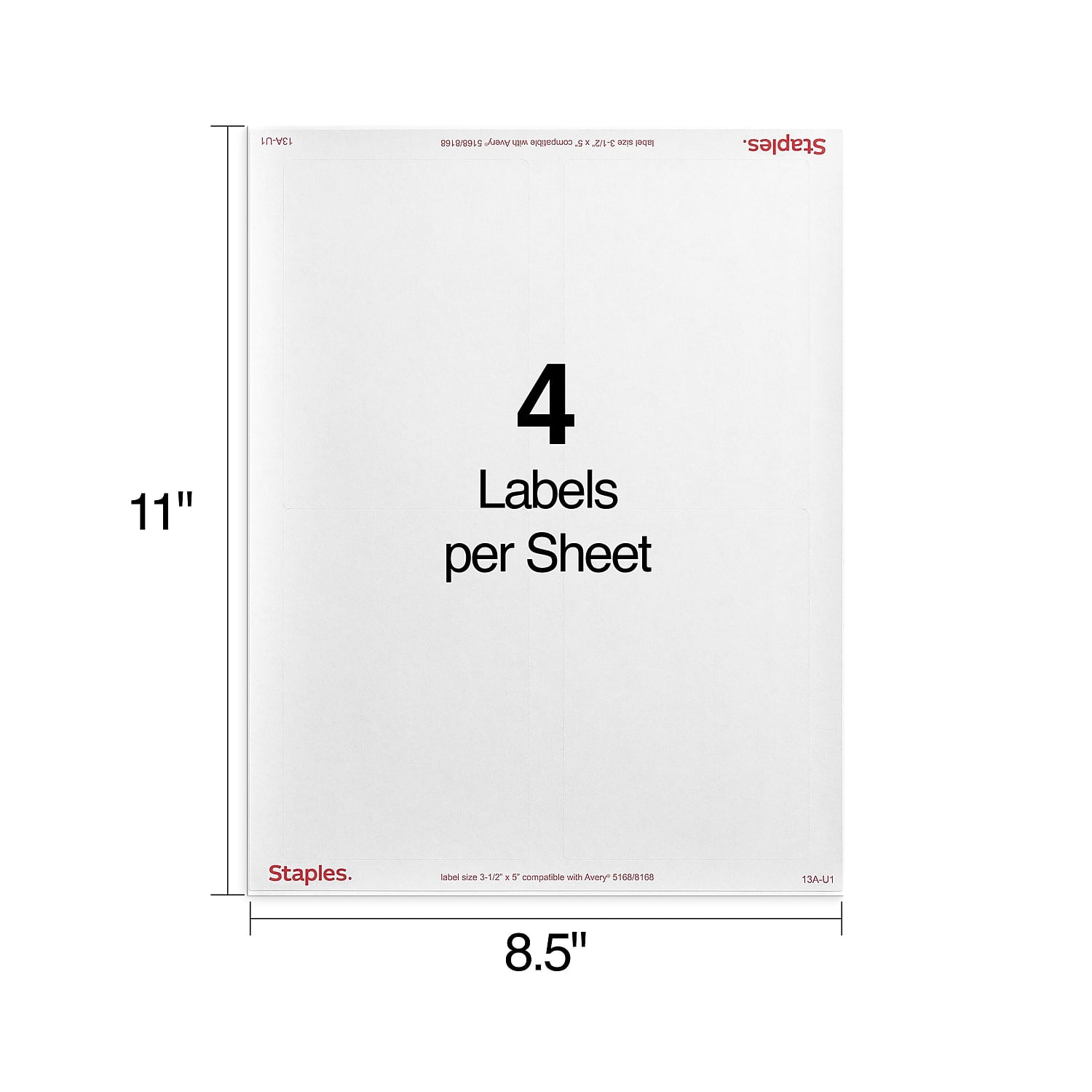 Staples Laser/Inkjet Shipping Labels 3 1/2" x 5" Bright White 4 Labels/Sheet 100 Sheets/Pack 400