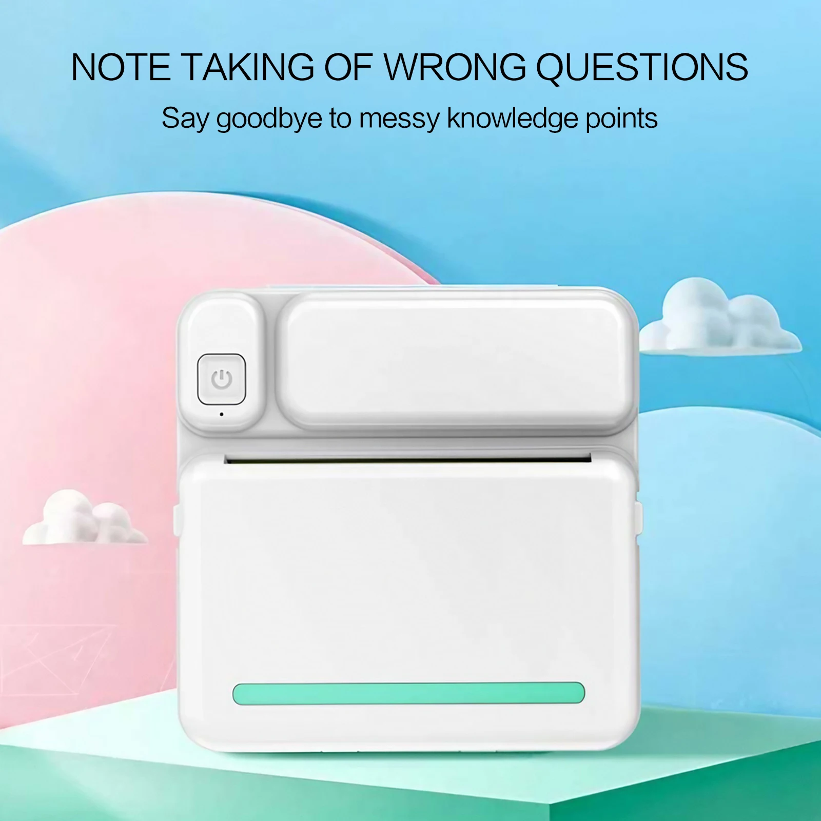 Mini Sticker Printer Bluetooth Portable Thermal Printer, Inkless Pocket Printer for Study Notes, Pictures, Photos, Journals, and Diaries - Includes 5 Rolls of Thermal Paper for Quick and Easy Printing