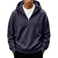 thumbnail image 2 of Resicozy Mens Quarter Zip Up Hoodies Long Sleeve Drop Shoulder Sweatshirt Casual Fall Winter Streetwear Pullover 2026 Navy L, 2 of 8