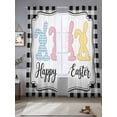 thumbnail image 2 of Happy Easter Sheer Curtains 96 Inch Length 2 Panels Set Window Treatments, Spring Watercolor Rabbits Black White Plaid Rod Pocket Semi Curtains for Living Room/Bedroom/Kitchen Décor, 104"W x 96"L, 2 of 7