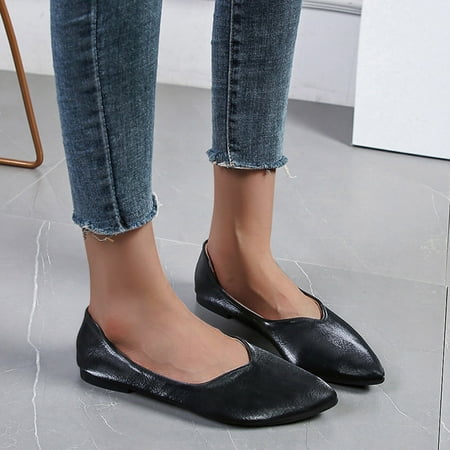 

ZHELIYO Women s sandals Ladies Summer Fashion Large Size Shallow Mouth Lazy Shoes Single Shoes Black 7.5