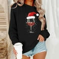 thumbnail image 2 of Christmas Women's Sweatshirts Fashion Red Wine Glass Printed Pullover Round Neck Sweater Xmas Rhinestone Loose Long Sleeve Blouse Tops, 2 of 6