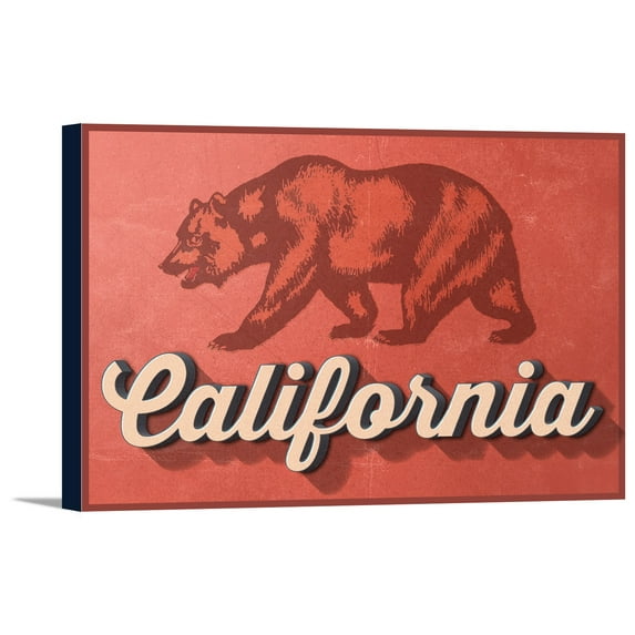 California - Bear Design - Lantern Press Artwork (18x12 Gallery Wrapped Stretched Canvas)