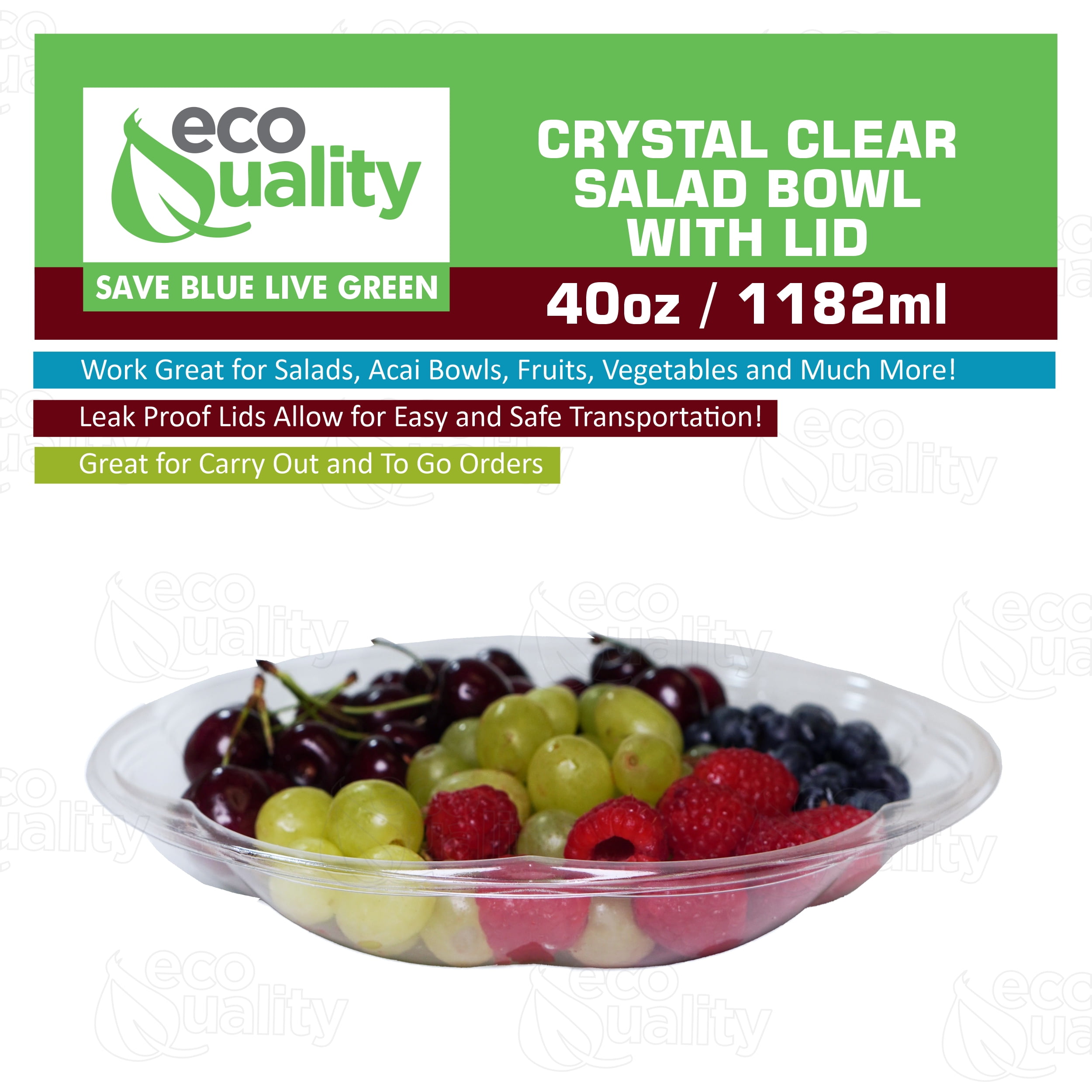 EcoQuality Clear Plastic Airtight Fruits, Vegetables Food Storage Containers (50 Count)