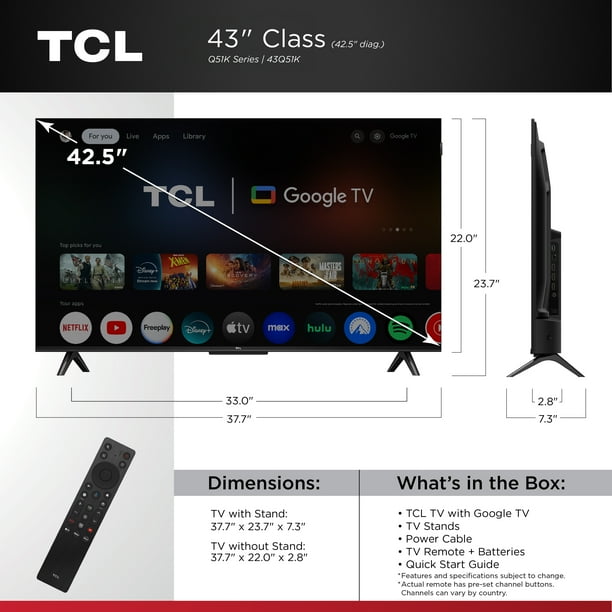 TCL 43 Q Series 4K UHD QLED Smart TV with Google TV