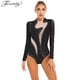 thumbnail image 2 of Traje de patinaje artístico para mujer, traje de ballet, danza, gimnasia rítmica, leotardo de manga larga con diamantes de imitación brillantes, malla transparente, ropa de baile, 2 of 5