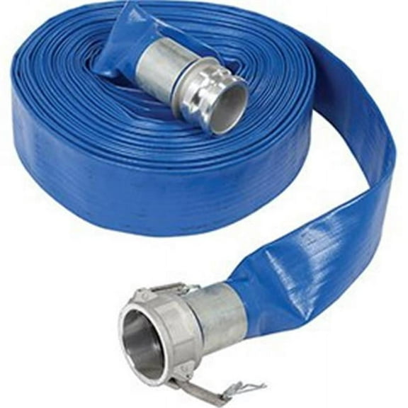 3 in. x 100 ft. PVC Lay Flat Discharge Hose with C x E Aluminum Cam & Groove Fittings - Brown