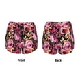 thumbnail image 3 of Pofeuu Rose Flowers Print Women's Athletic Shorts Running Workout Shorts Tummy Control Quick Dry Gym Shorts with Pockets Double layer sports shorts-Medium, 3 of 7