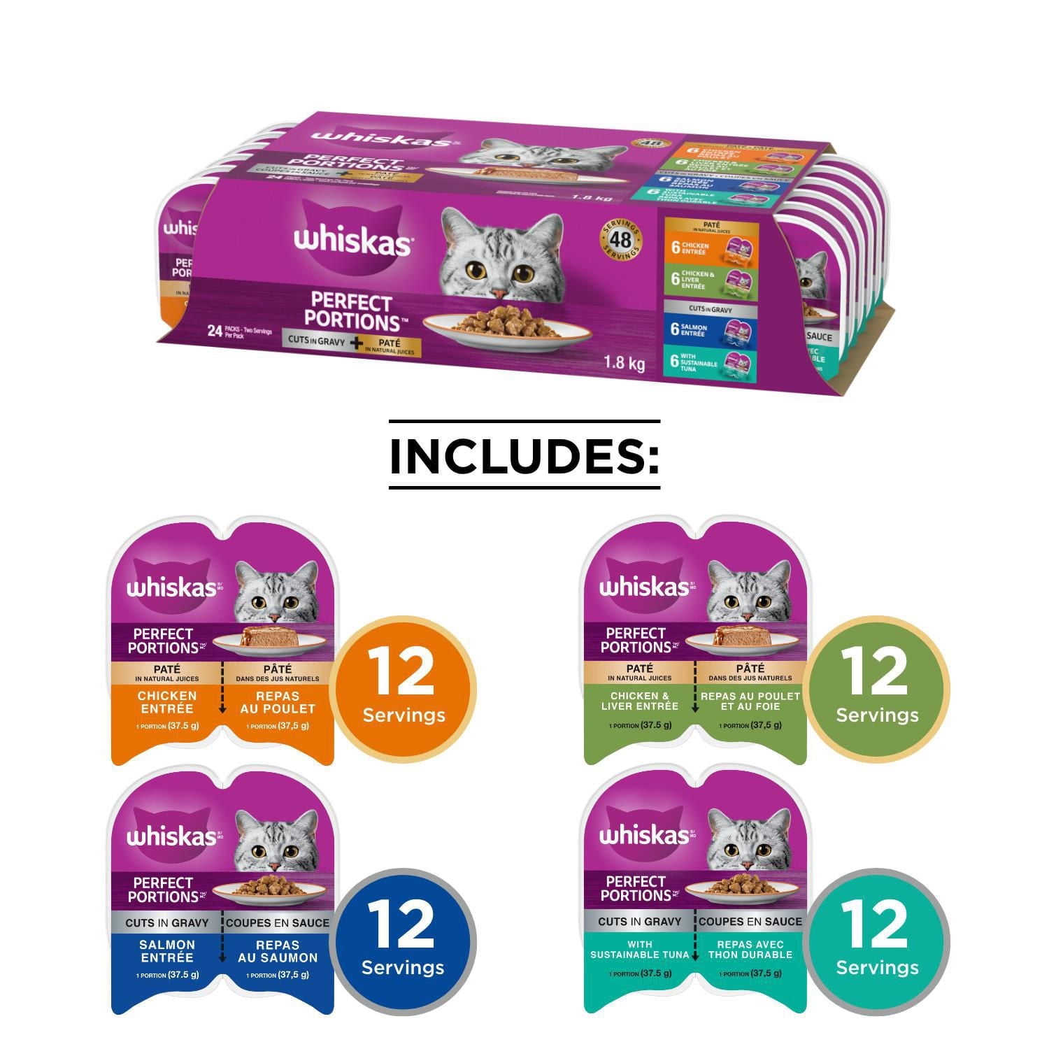 Whiskas Perfect Portions Cuts in Gravy & Paté Variety Pack Wet Cat Food