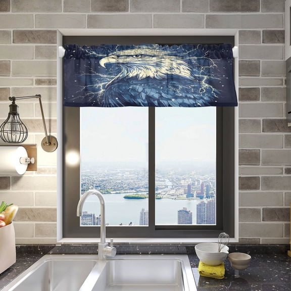 BZSMCE Alance Curtains Thunder Eagle Pattern Design Modern Style Pattern Window Curtain Valance 52W" x 18L" for Kitchen Living Room Bedroom