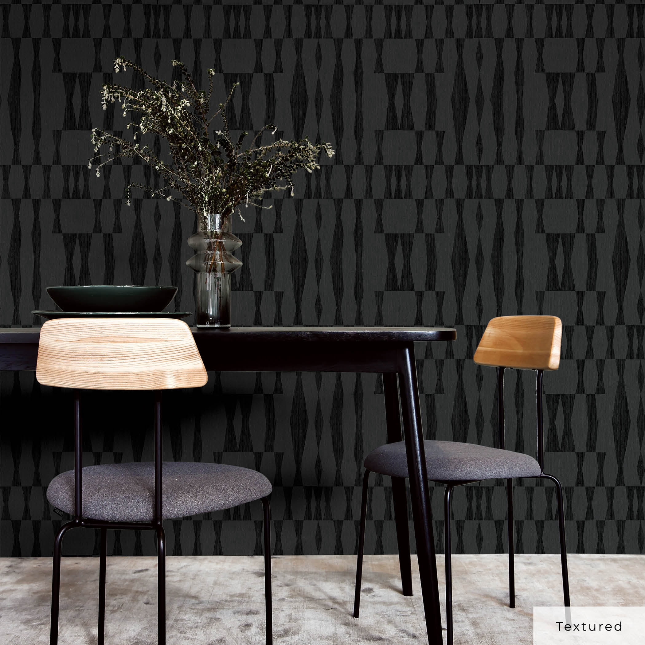 Tempaper Textured Faux Grasscloth Geo Grey Peel and Stick Wallpaper, 20.5" x 16.5'