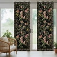 thumbnail image 5 of Outdoor Curtains for Patio Waterproof, Black Spring Floral Outdoor Privacy Panels Grommet, Elegant Pastoral Flowers Birds Retro Art Blackout Outside Curtains for Porch/Cabana 54"x84", 2 Panels, 5 of 8