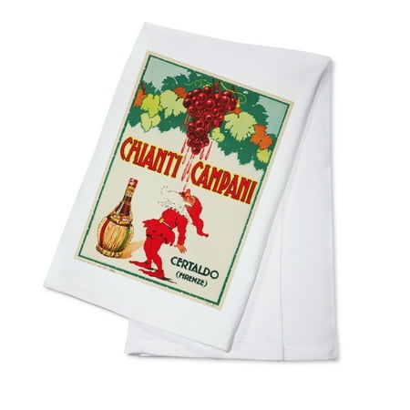 Fine Italian Linen - Chianti Campani Vintage Poster Italy c. 1955 (100% Cotton Kitchen Towel)